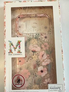 MVMT Clear Floral Phone Case with Pink and Green Accents